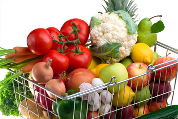 Shopping cart with vegetables