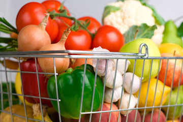 Shopping basket with veggies
