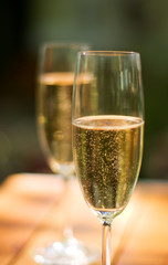 two champagne glasses