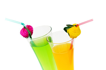 Orange and apple cocktail isolated on the white background