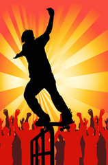 Adolescente haciendo piruetas con el monopatin © Pakmor