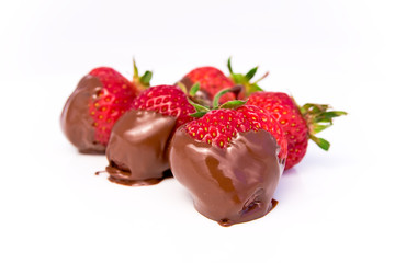 strawberry dipped in melted chocolate