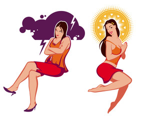 Woman in different mood