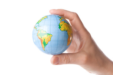 The globe in hands