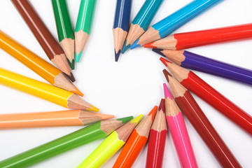 Fototapeta premium Color pencils on white background
