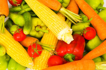 Fototapeta na wymiar Various vegetables isolated on the white background