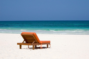 beachchair facing the sea