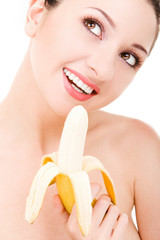 pretty woman with banana