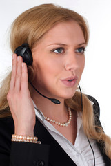 Junge Frau mit Headset