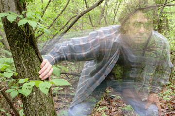 ghostly man in the forest