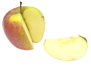 Isolated apple with slice against the white background