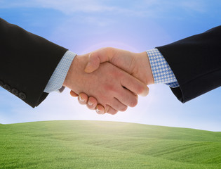 Global warming handshake - Conceptual image