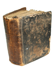 Vintage broken old book isolated against a white background