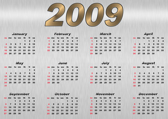 Calendar 2009 metal texture