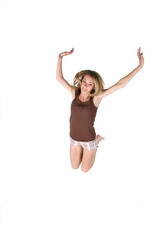 jumping for joy teenage girl