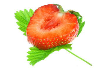 Strawberry with leafs.