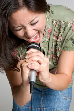 Woman Yelling in Microphone