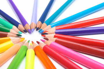 Fototapeta premium Color pencils on white background
