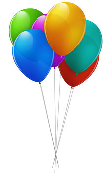 Sechs bunte Luftballons