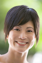 Head shot of woman smiling