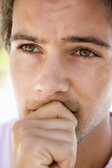 Fototapeta premium Head shot of worried man