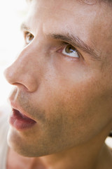 Head shot of man thinking