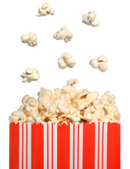 Popcorn falling in a bag