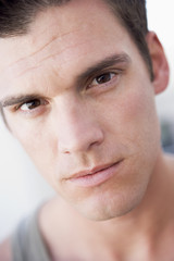 Head shot of man thinking