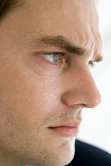 Head shot of man thinking