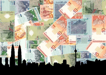 Kuala Lumpur skyline with currency