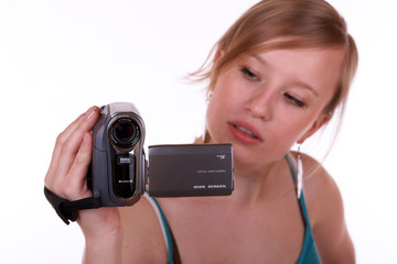 Frau mit Camcorder