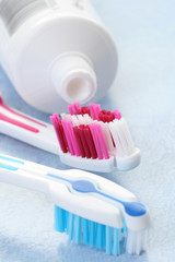 toothpaste and toothbrushes