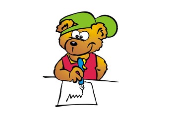 Bär beim Schreiben