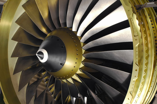 jet engine turbine blades close-up