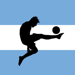 football player with argentinian flag in background