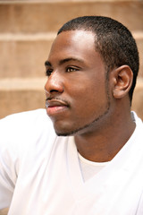 Fototapeta premium Handsome African American Man Wondering About His Future