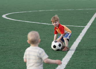 Children on a football field