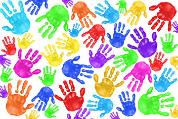 Handpainted Handprints of Kids - 8629292