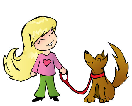 adorable cute girl with her dog