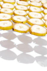 Sliced banana isolated on white background