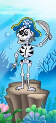 Papier Peint photo autocollant Pirates Squelette de pirate au fond de la mer