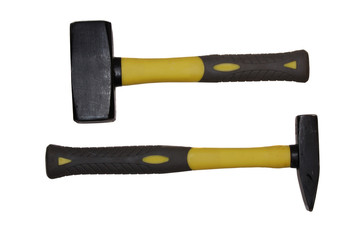 Two hammers isolated on a white background