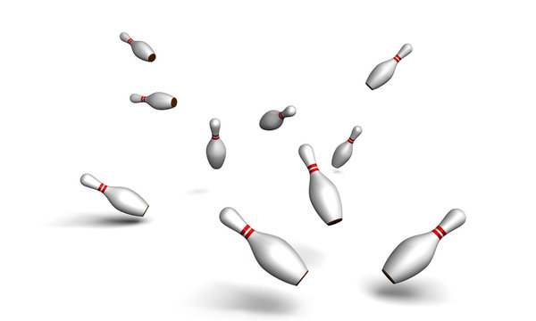 Scattered Bowling Pins