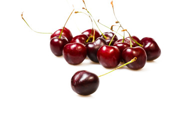 cherries against white background