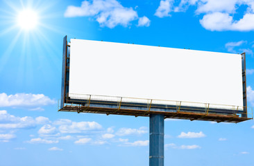 blank banner for your ad and the sun