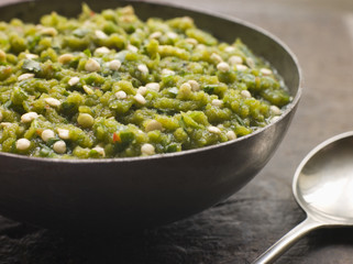 Dish of Green Chilli Curry