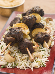 Cardamom Lamb Boti with Cashew Rice