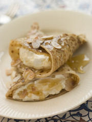 Pancakes Filled with Almond Cream and Sherry Caramel