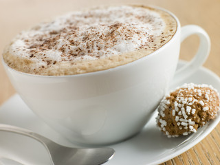 Cup of Cappucino with an Amaretti Biscuit