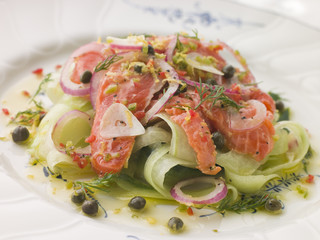Citrus marinated Salmon with Cucumber Salad
